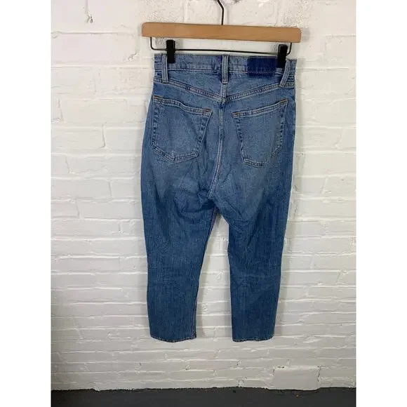 Abercrombie & Fitch Women's The Ankle Straight Ultra High Rise Jeans Blue Size 0 - Picture 2 of 4